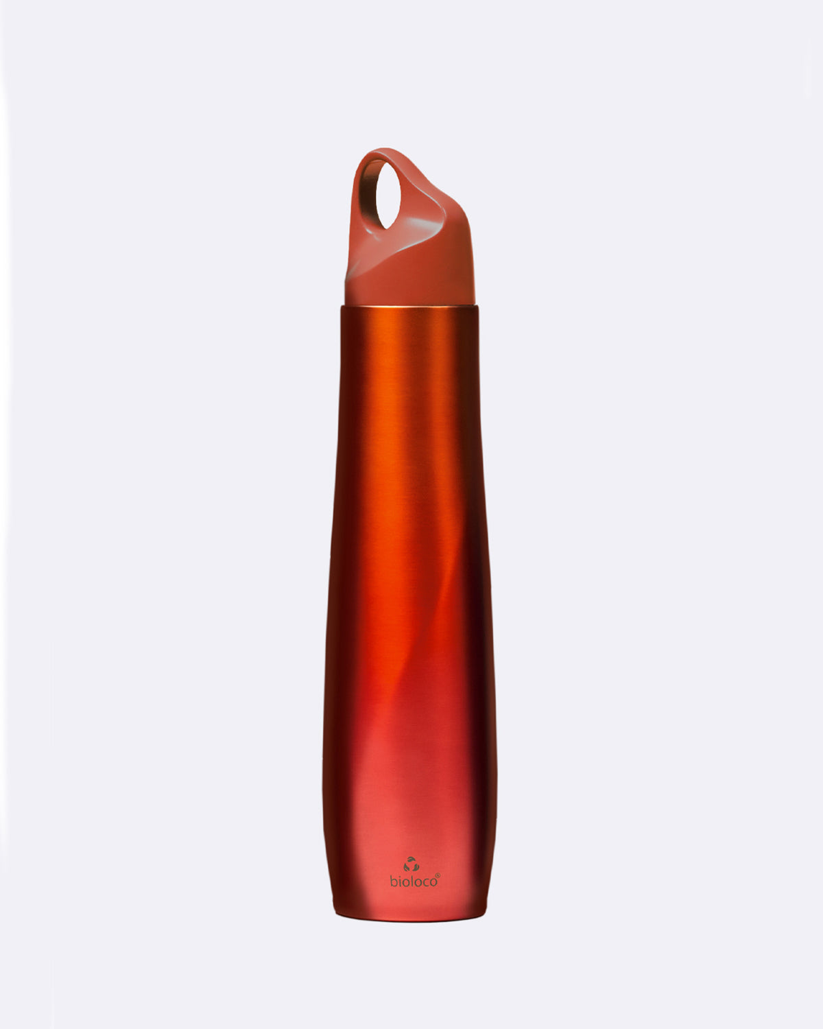 Personalisierbare Thermosflasche aus Edelstahl - 420ml - bioloco the curve orange metallic
