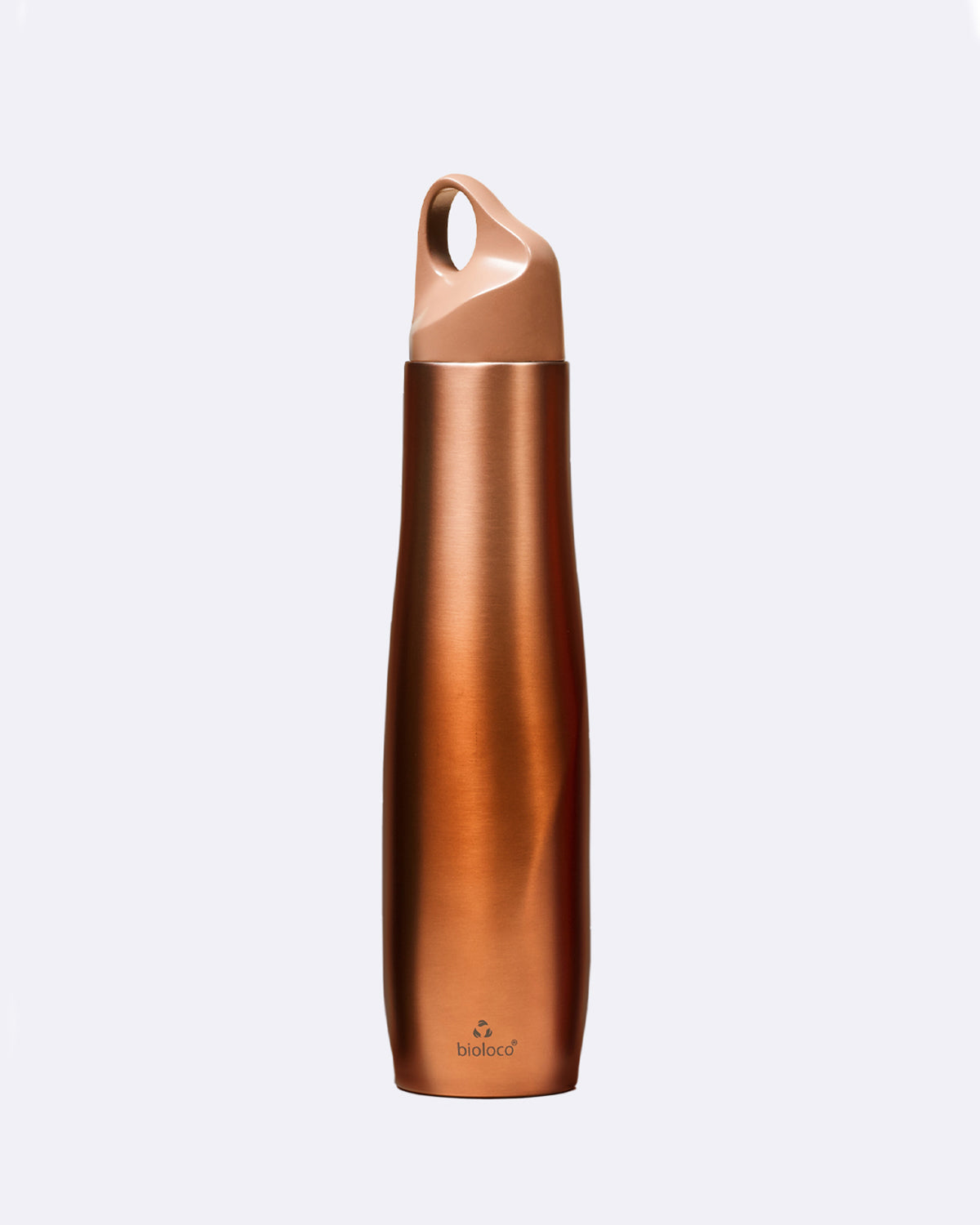 Personalisierbare Thermosflasche aus Edelstahl - 420ml - bioloco the curve brass metallic