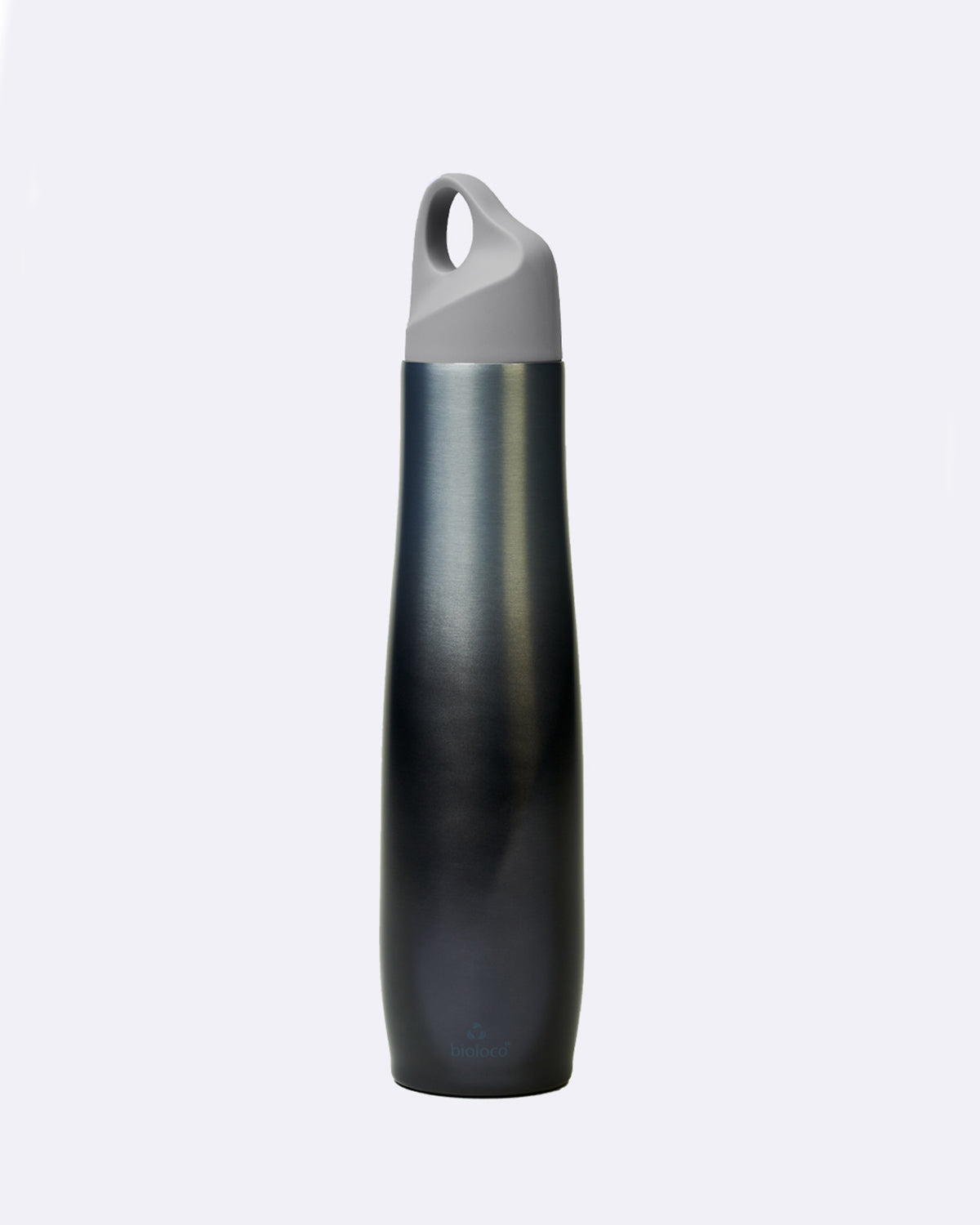 Personalisierbare Thermosflasche aus Edelstahl - 420ml - bioloco the curve black metallic