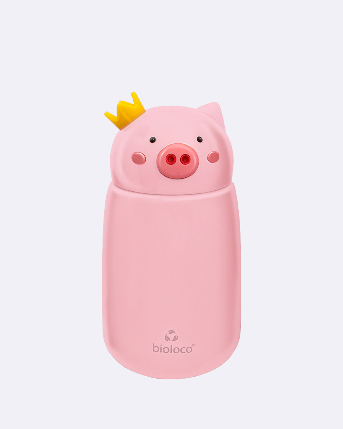 Trinkflasche aus Edelstahl in rosa mit Schweinemotiv