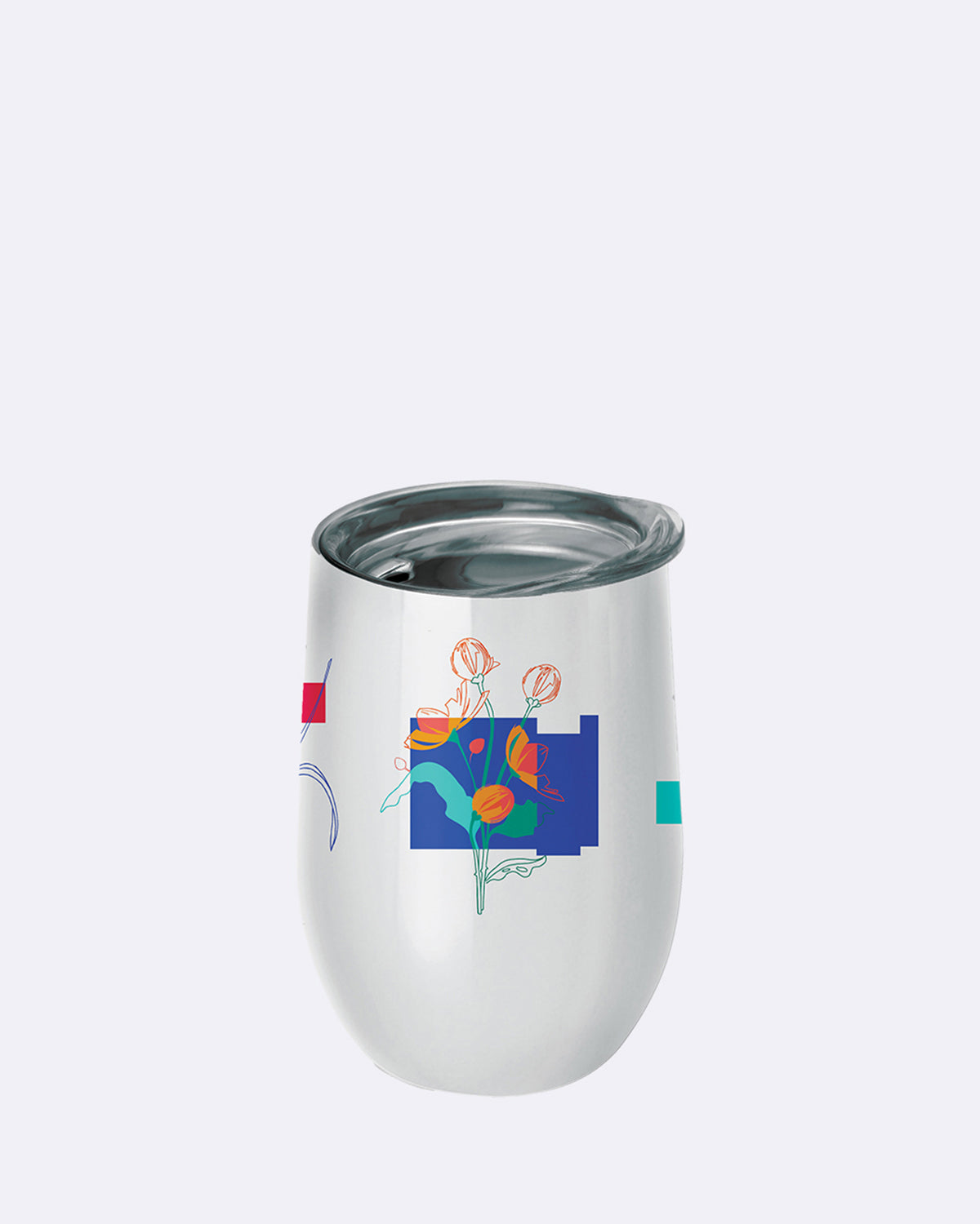 Thermobecher aus Edelstahl - bioloco office - 420ml - ideal fürs Büro - digital flowers