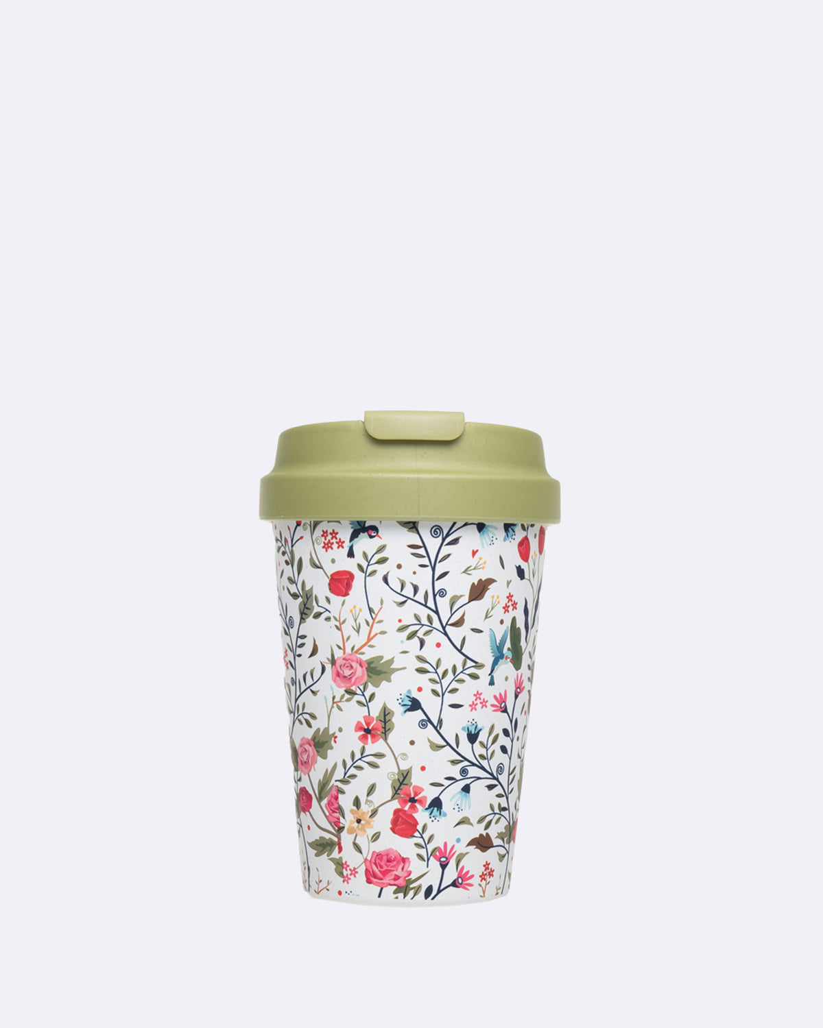 Nachhaltiger Kaffeebecher to go - bioloco plant easy cup - 350 ml - Flowers and birds - Blumenmuster - Vögel