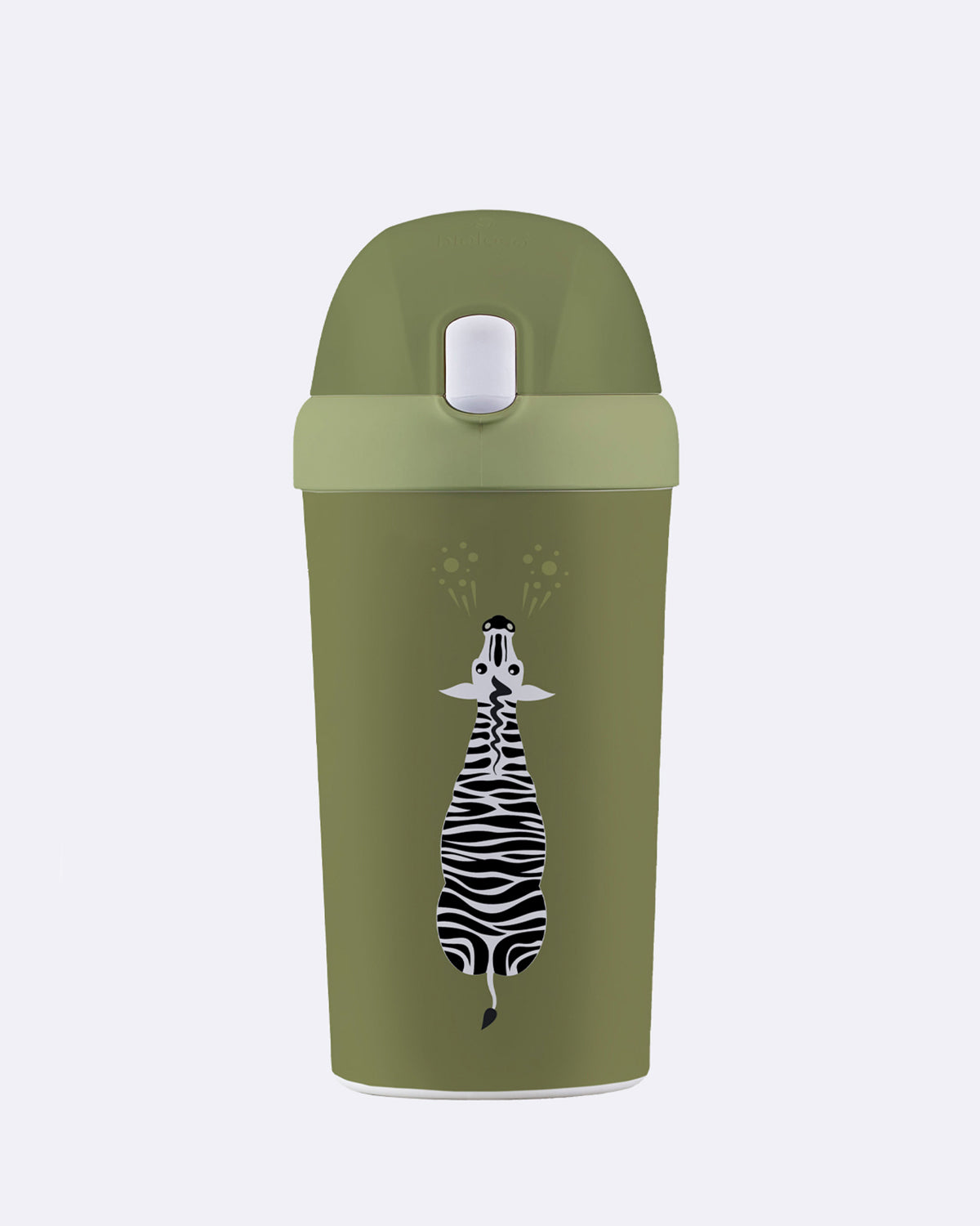 Kindertrinkbecher aus grünem Material mit Zebra-Motiv