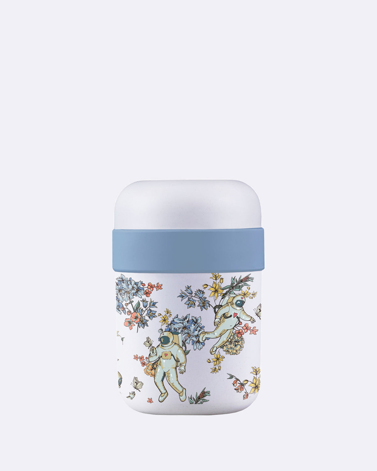 Thermobehälter aus nachhaltigem PLA - Zwei Kammern (500ml+200ml) - bioloco plant lunchpot - astronaut - Blumen