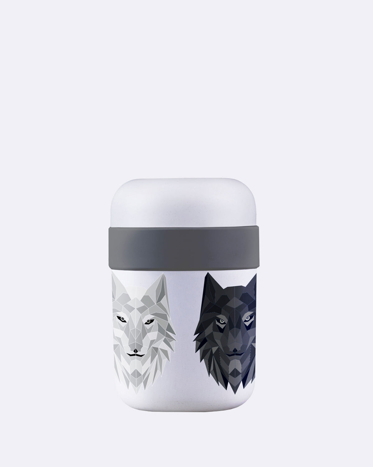Thermobehälter aus nachhaltigem PLA - Zwei Kammern (500ml+200ml) - bioloco plant lunchpot - wolf - grafic
