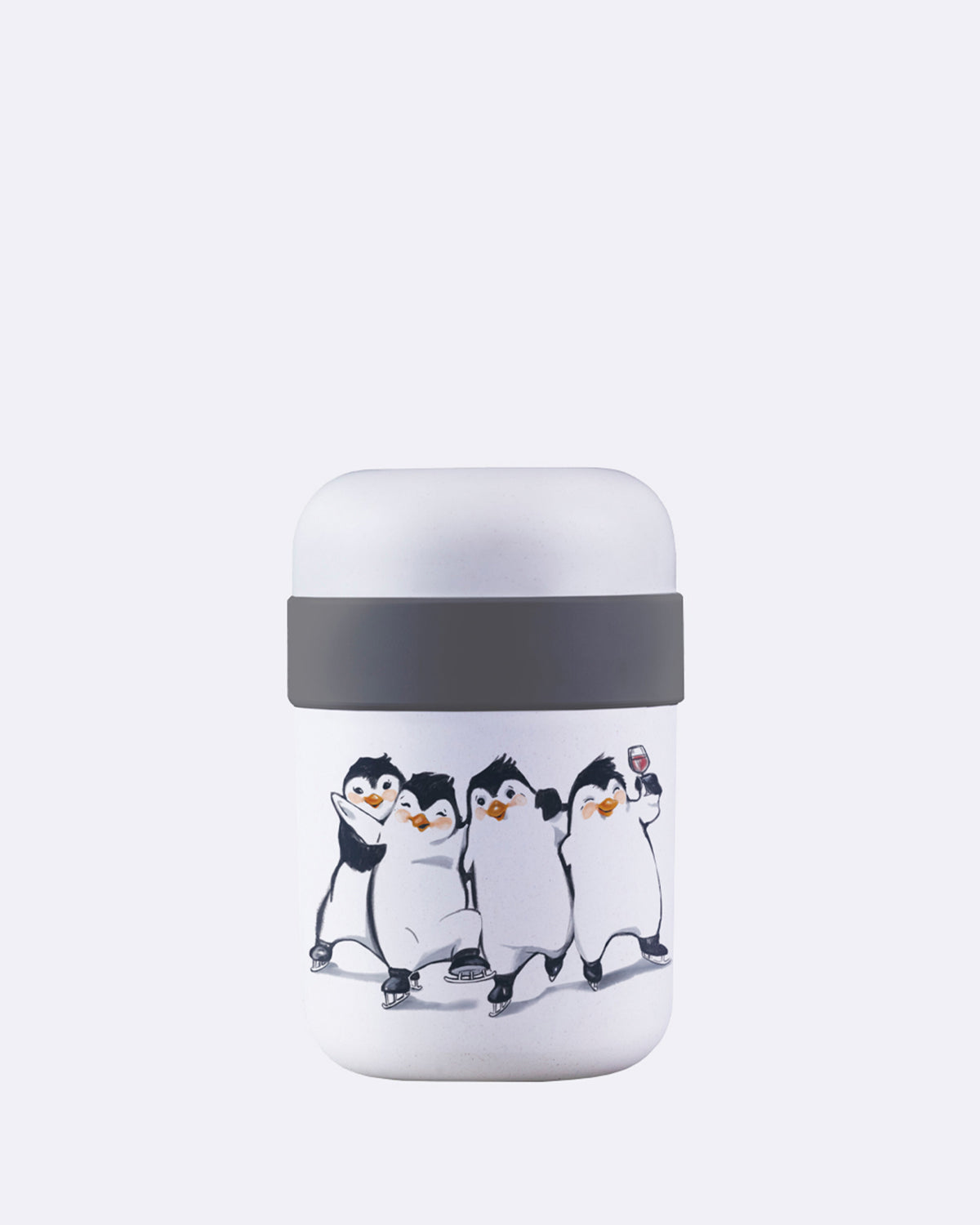 Thermobehälter aus nachhaltigem PLA - Zwei Kammern (500ml+200ml) - bioloco plant lunchpot - penguins - Pinguin - Schnee