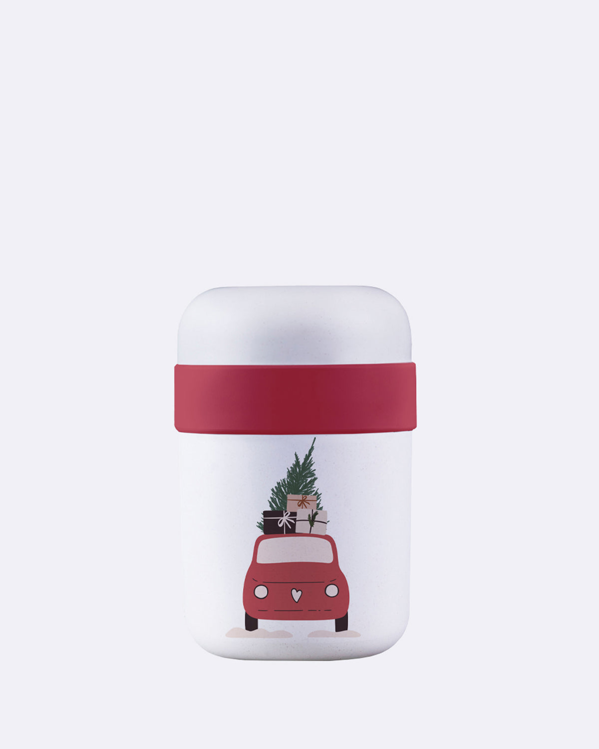 Thermobehälter aus nachhaltigem PLA - Zwei Kammern (500ml+200ml) - bioloco plant lunchpot - christmas car - Auto - Weihnachtsbaum