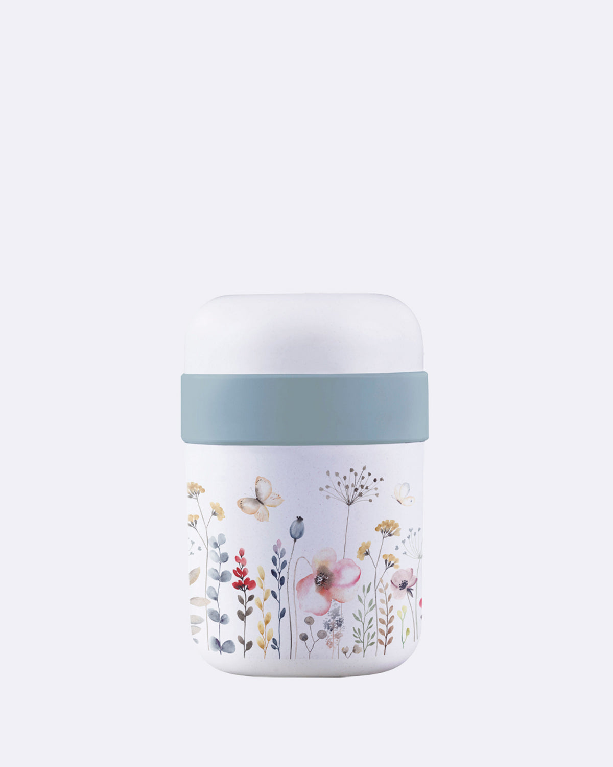 Thermobehälter aus nachhaltigem PLA - Zwei Kammern (500ml+200ml) - bioloco plant lunchpot - watercolor flowers - Blumenmuster