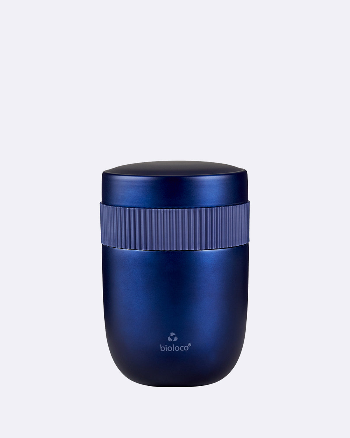 Thermobehälter aus Edelstahl mit zwei Abteilen in metallic-blau 