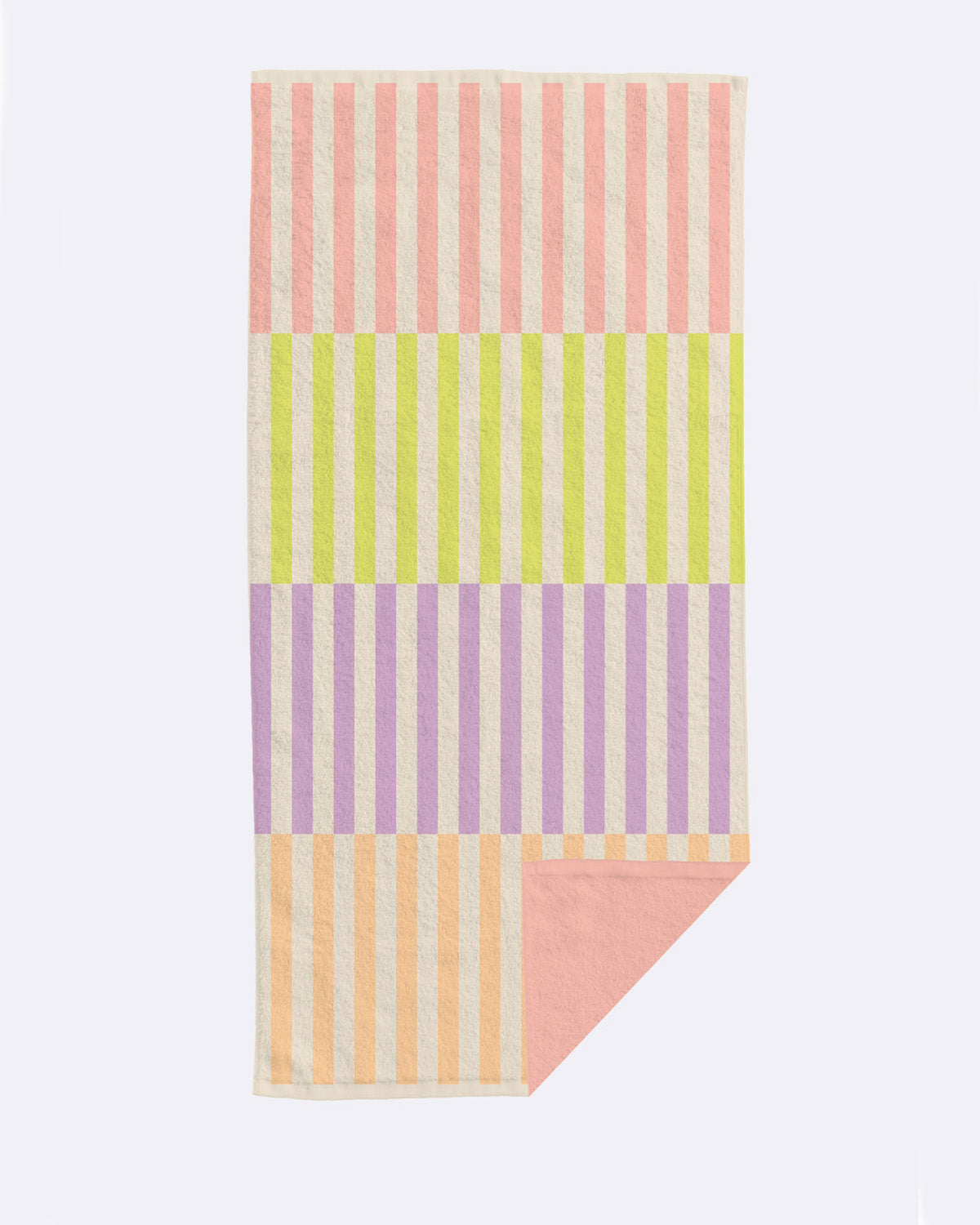 Baumwoll-Badetuch mit vertikalen Streifen in Rosa, Grün, Lila und Orange