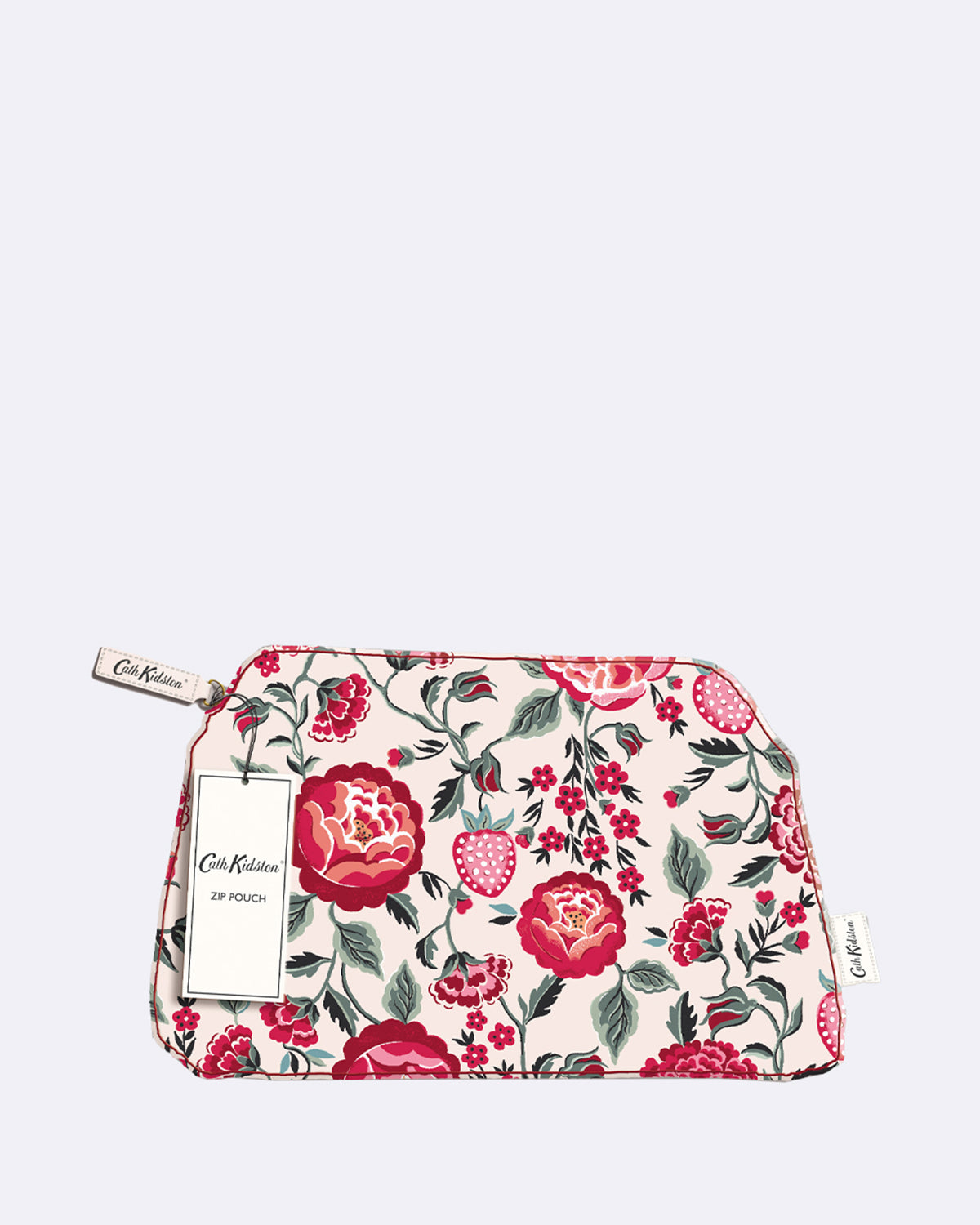 Etui mit Reißverschluss in weiß mit rotem Blumenmuster 