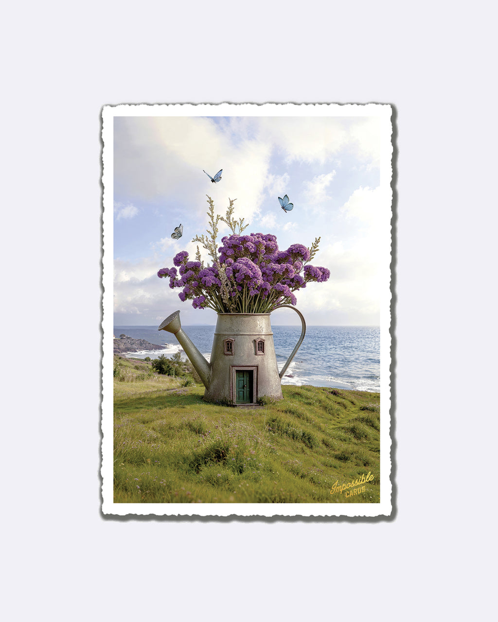 Impossible Card Postkarte - Blumen Gießkanne