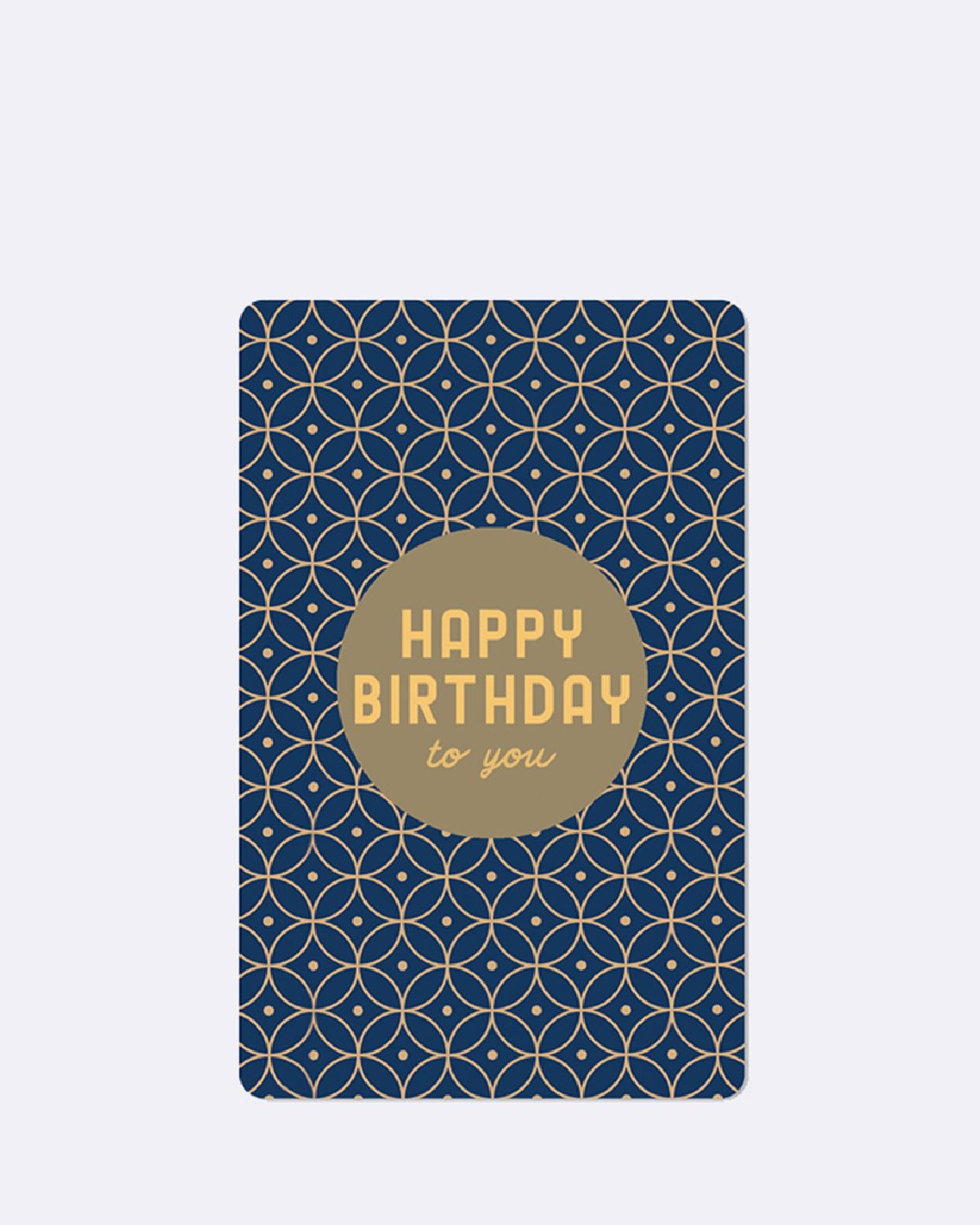 Mini Postkarte mit blauem geometrischem Muster und Schriftzug "HAPPY BIRTHDAY to you"