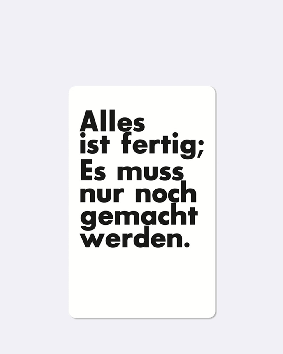 Postkarte in weiß mit schwarzer Schrift