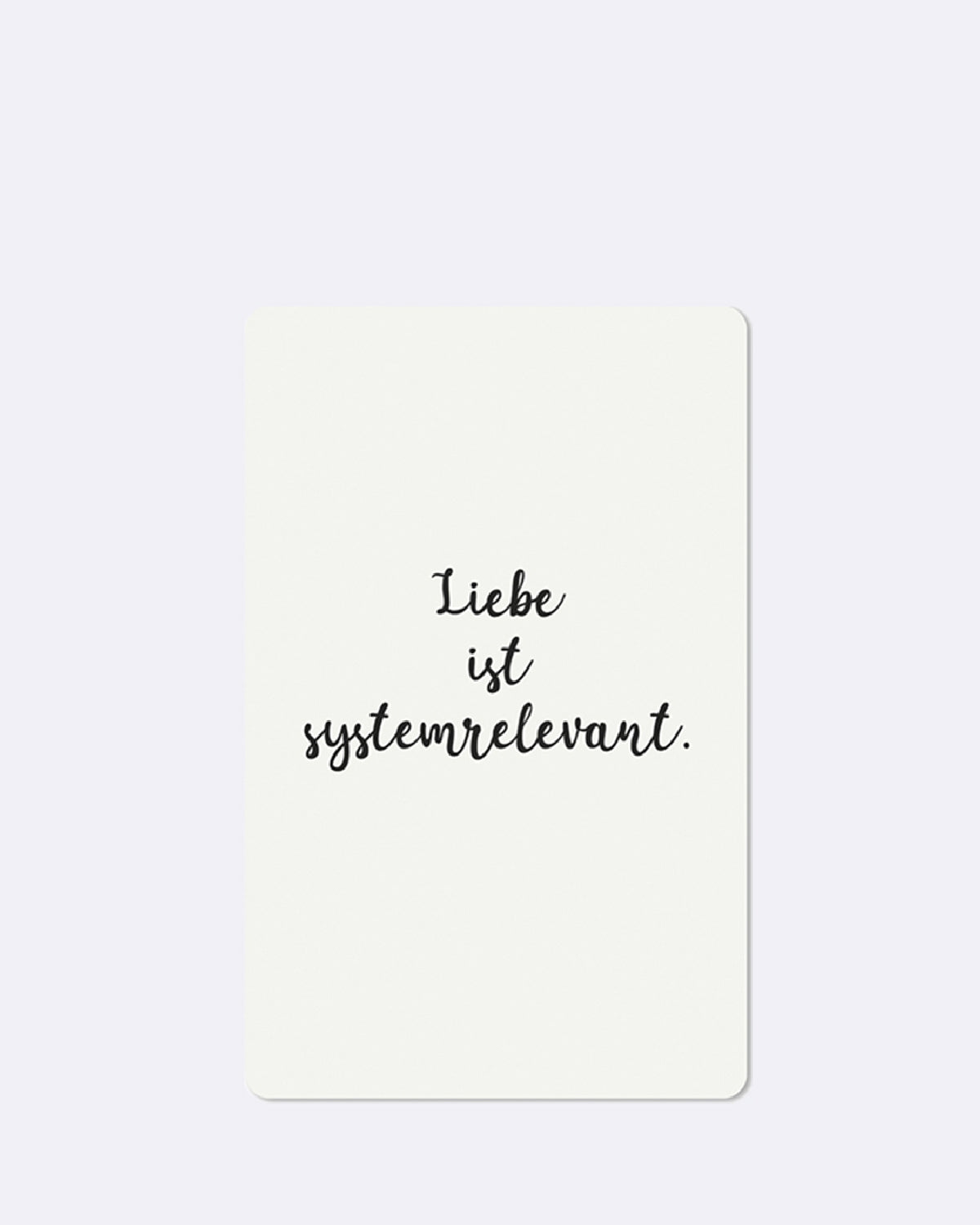 Postkarte in weiß mit schwarzer Schrift