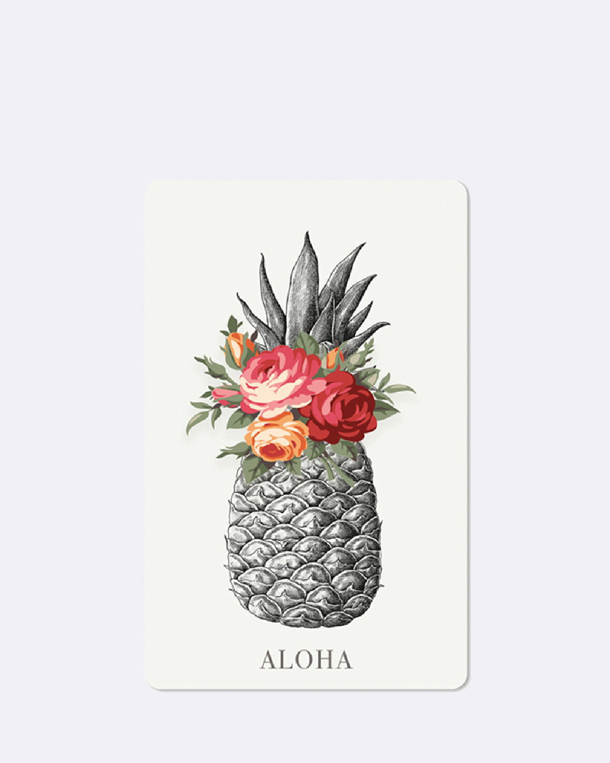 Postkarte in weiß mit abgebildeter Ananas 