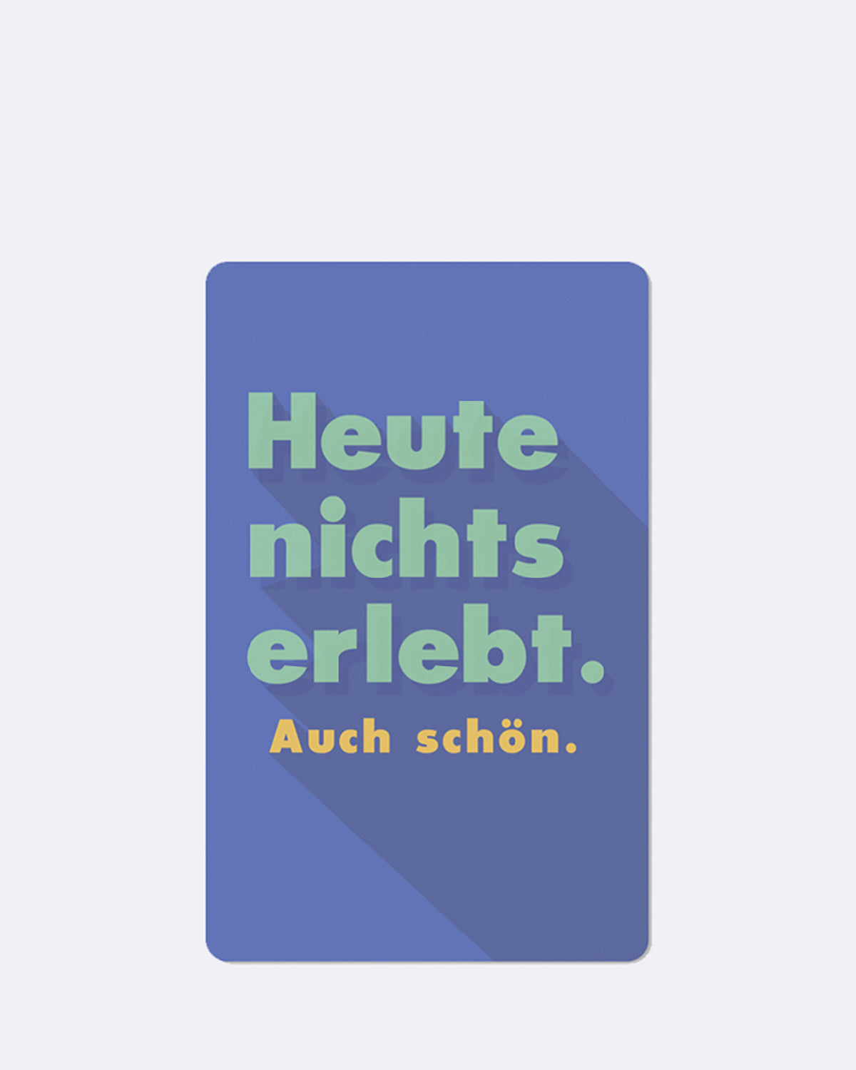 Postkarte in blau mit türkiser Schrift 