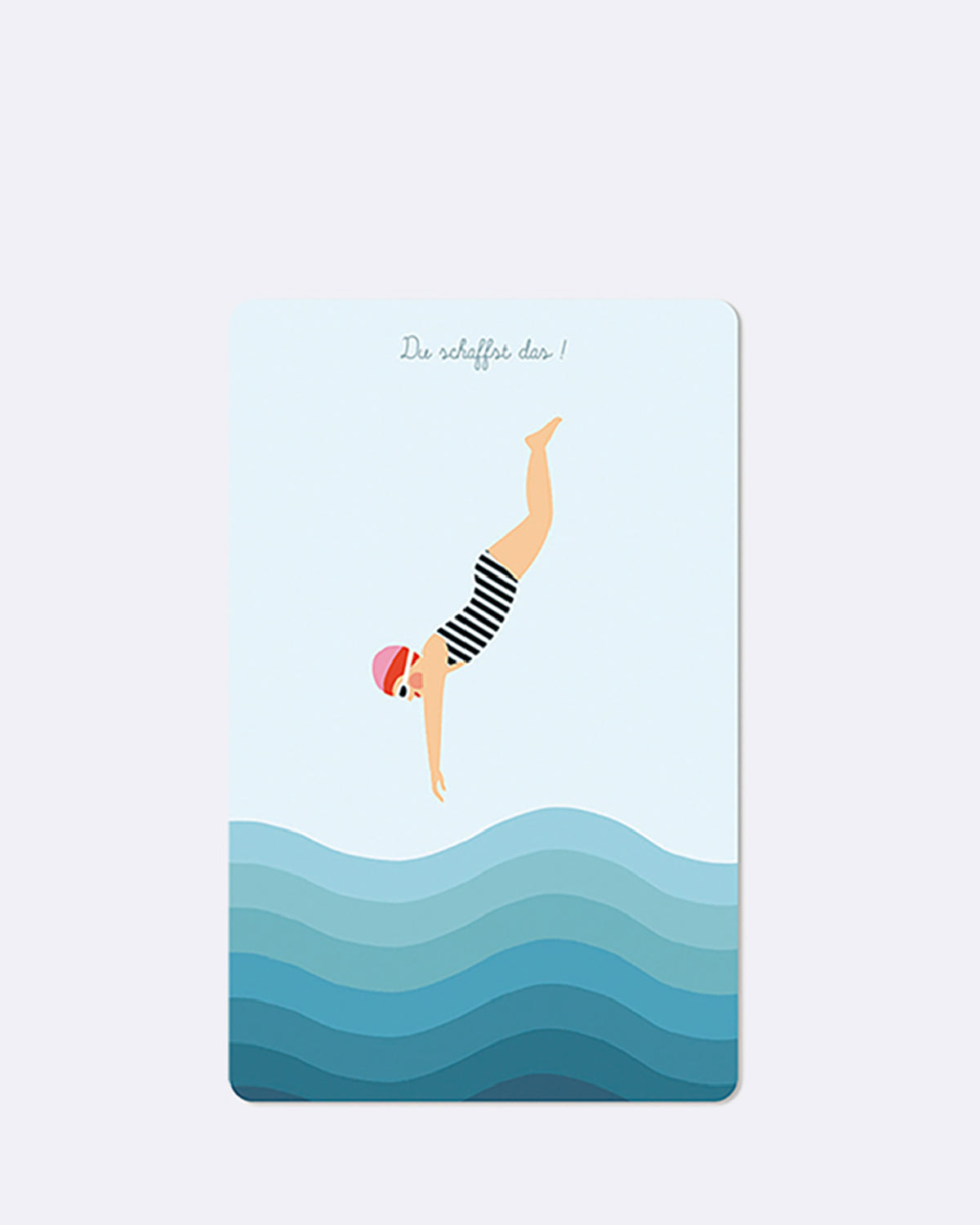 Postkarte mit einer abgebildeten Frau, welche ins Wasser springt 