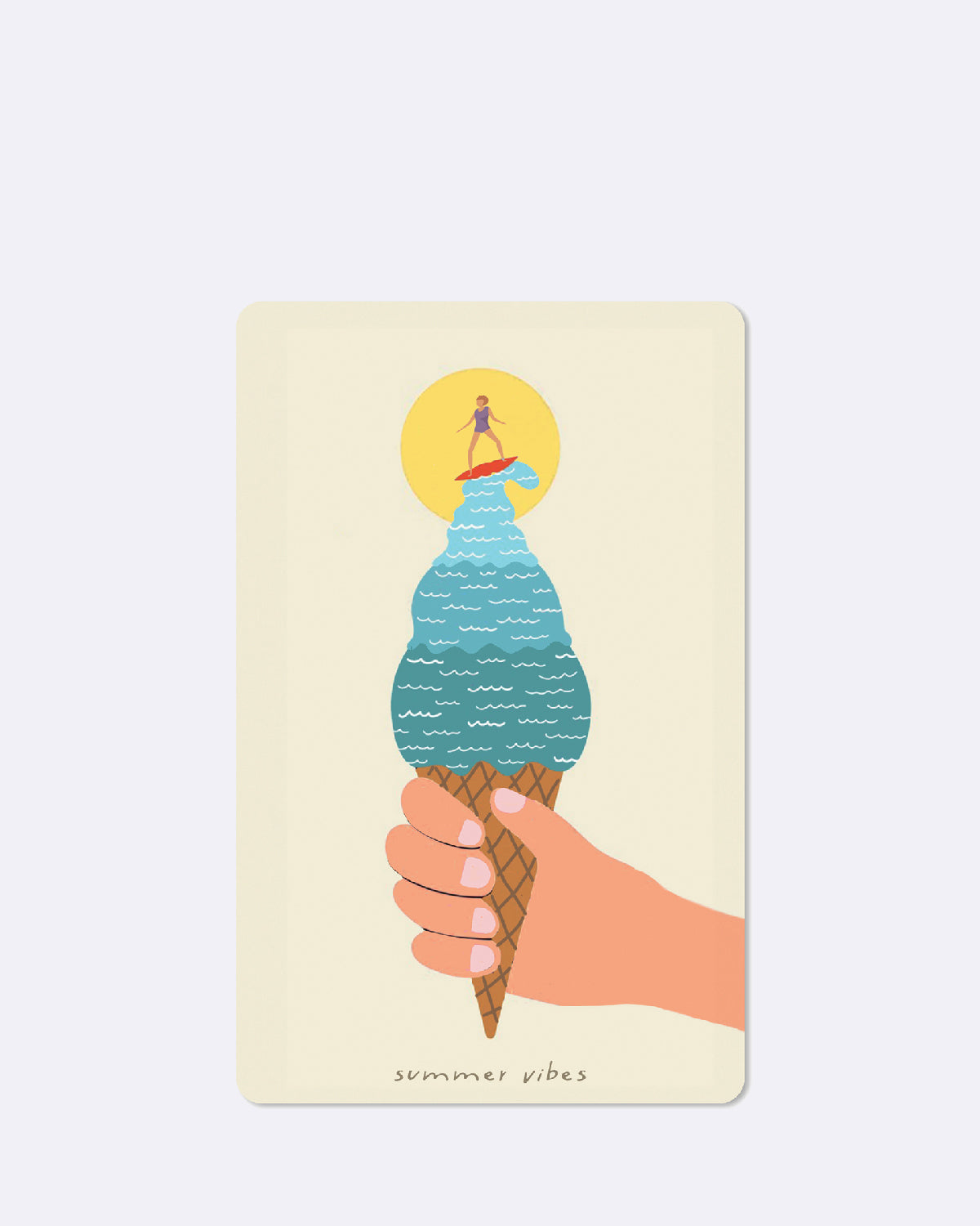 Postkarte in beige mit abgebildeter Eiswaffel