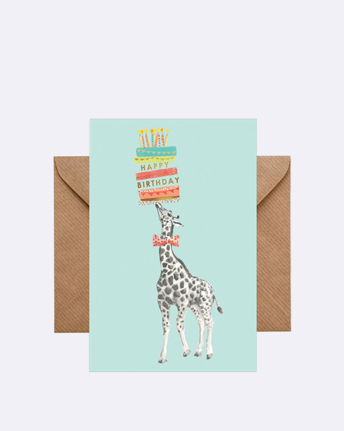 Aufklappbare Grußkarte mit Umschlag in hellblau mit einem abgebildeten Zebra welches eine Geburtstagstorte balanciert