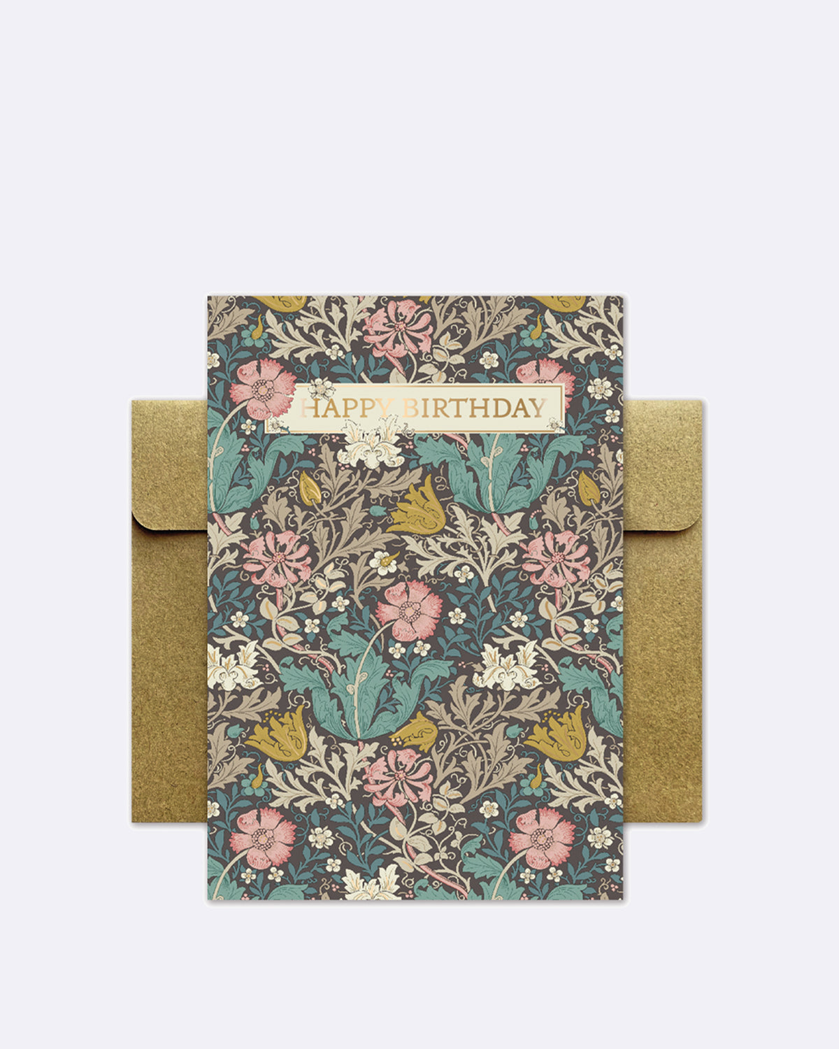 Hochwertige Glückwunschkarte mit Umschlag - florale Motive - William Morris - happy birthday