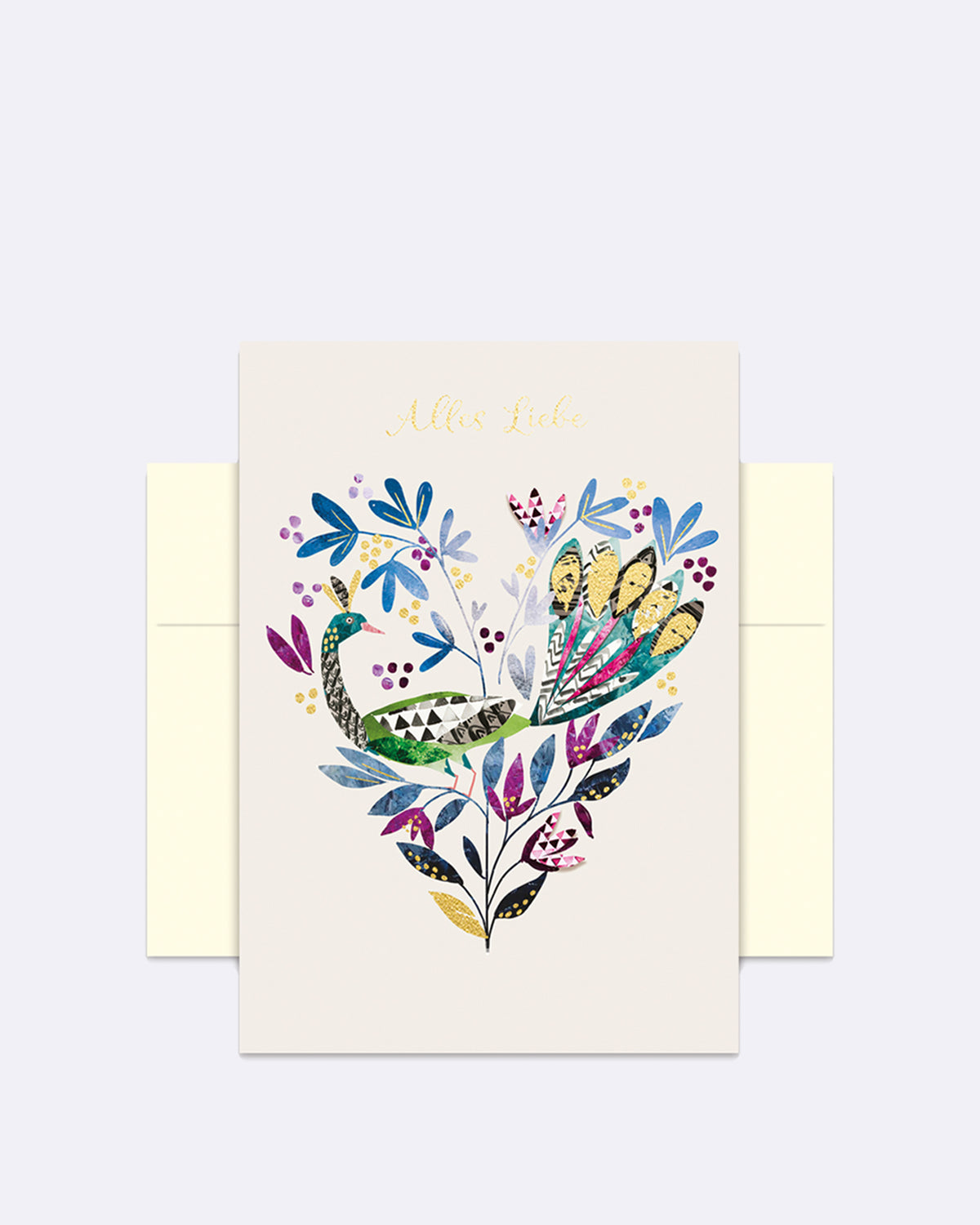 Aufklappbare Grußkarte mit Umschlag in weiß mit Blumenmuster