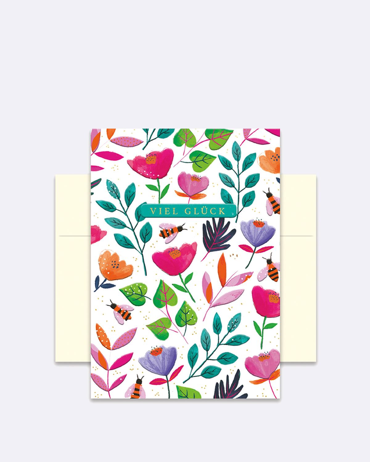 Aufklappbare Grußkarte mit Umschlag in weiß mit Blumen