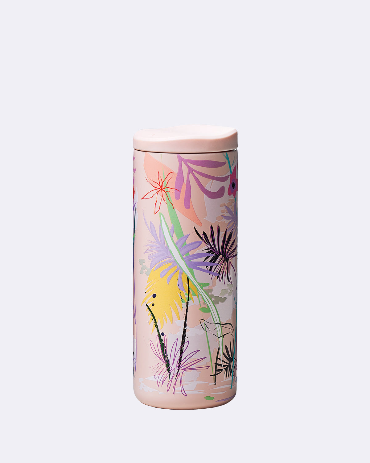 Verschlussbecher in hellrosa mit Blumenmuster