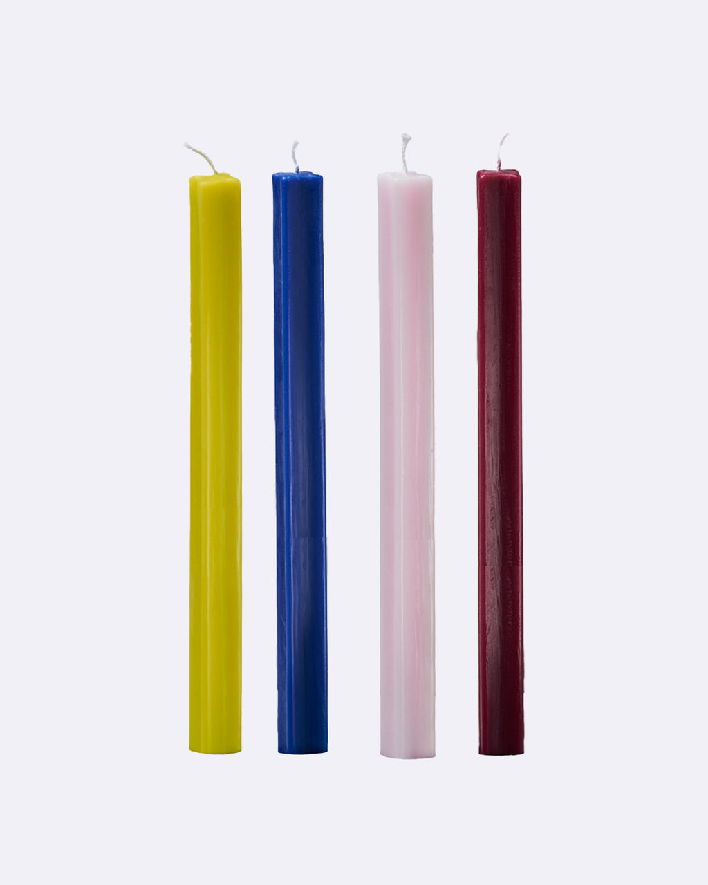 Stabkerzen cross - 4er Set blue, rose, lime, dark red
