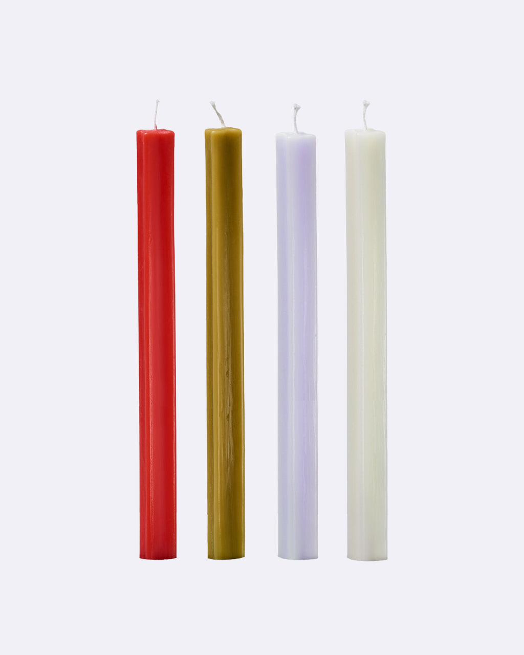 Stabkerzen cross - 4er Set red, ivory, lavender, khaki