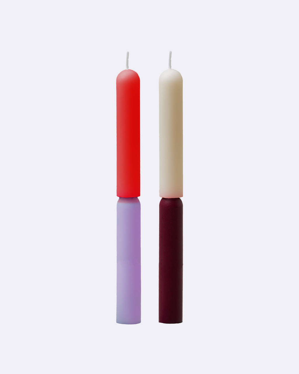 Stabkerzen hemisphere - 2er Set red/lavender & ivory/ dark red
