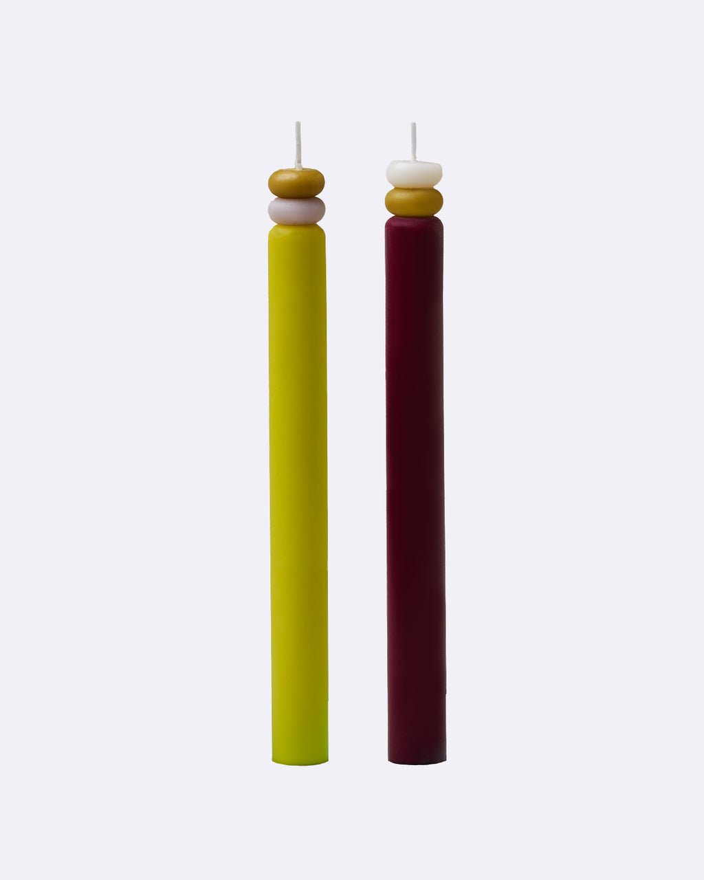 Stabkerzen ring - 2er Set lime & dark red