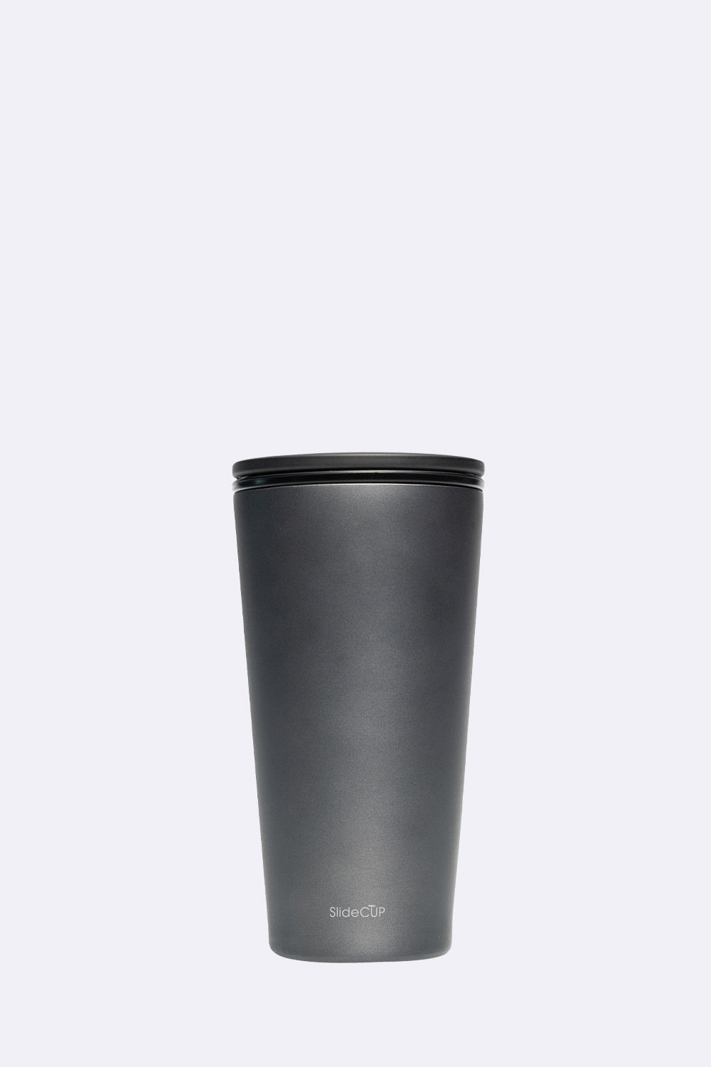 Thermobecher aus Edelstahl in Anthrazit mit Schriftzug "SlideCUP"