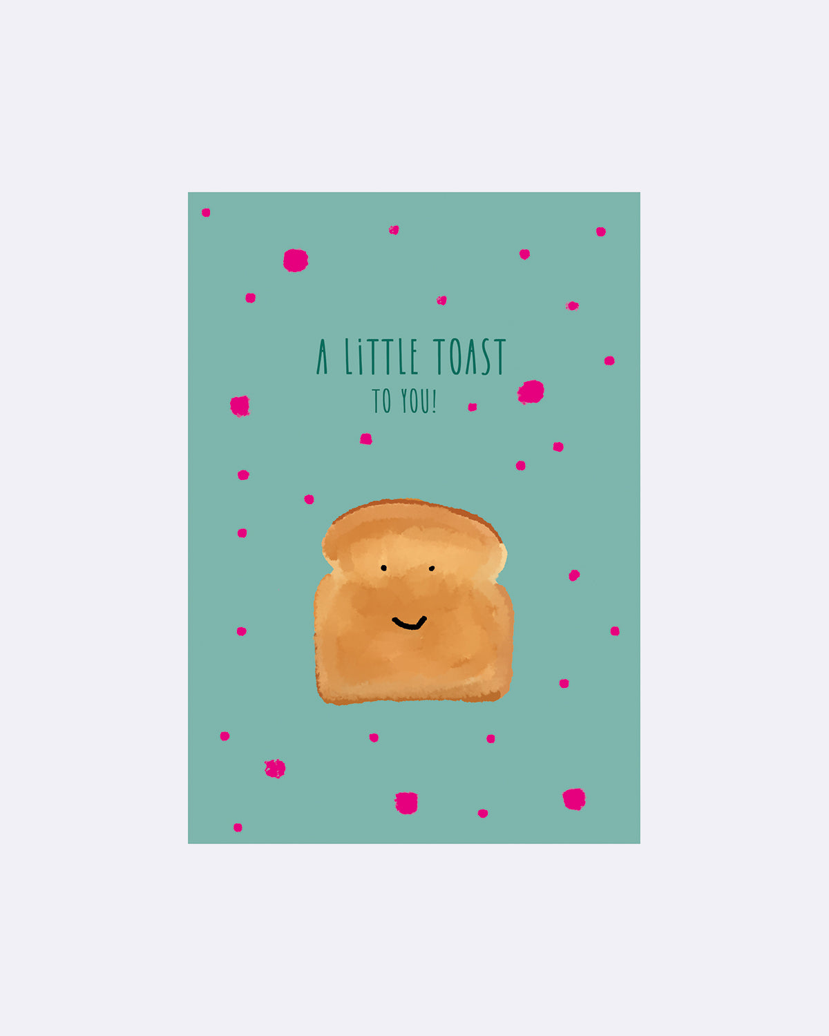 Postkarte mit Toastmotiv und dem Schriftzug "Ein wenig Toast für dich!" auf mintgrünem Hintergrund