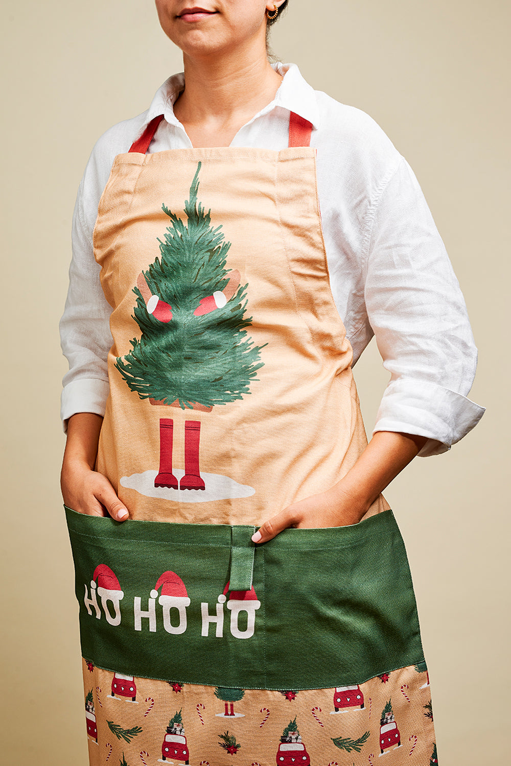 Kochschürze aus Baumwolle mit Weihnachtsmuster