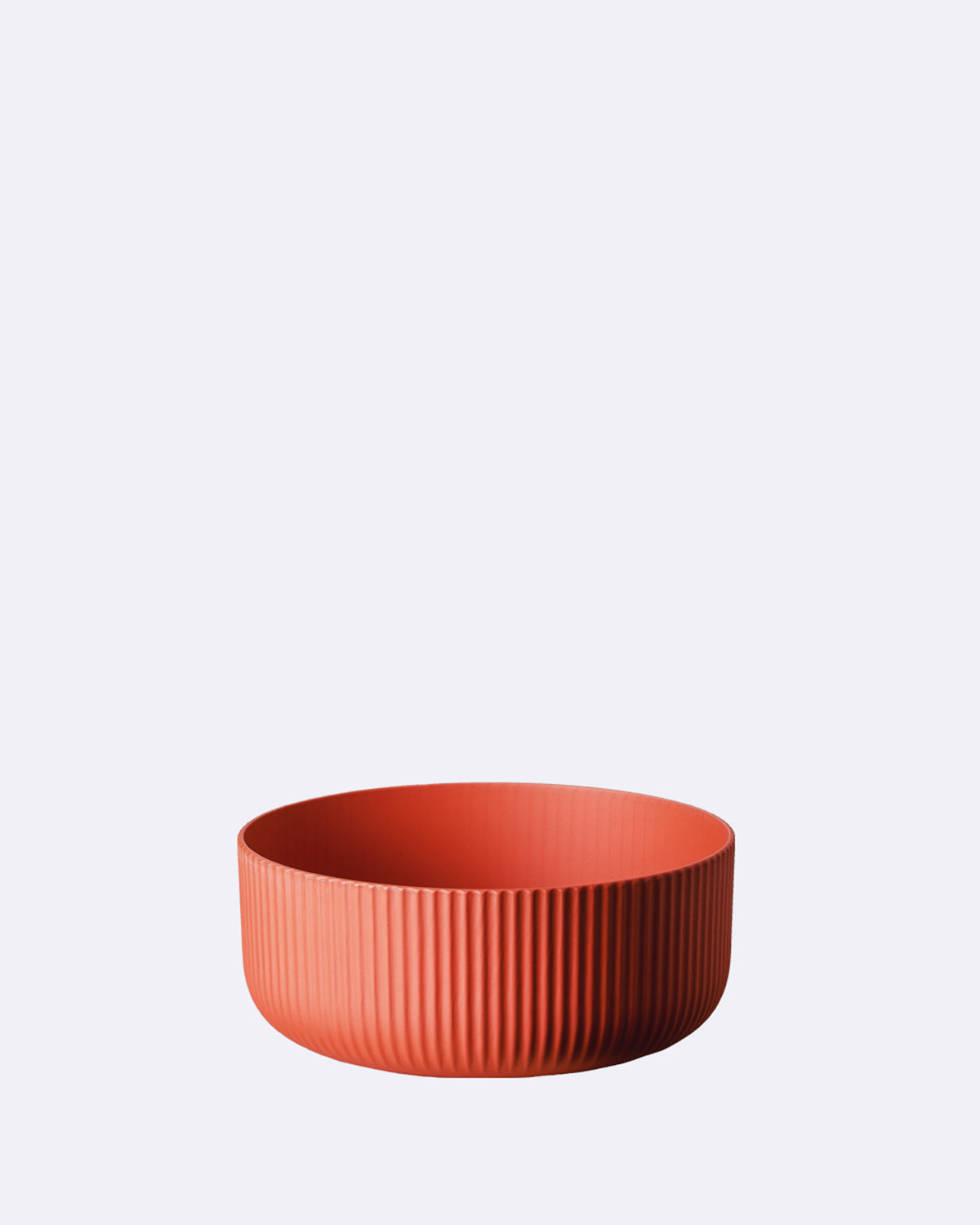 Schüssel aus Terracotta mit geriffelter Oberfläche in einfarbigem Terrakotta-Ton
