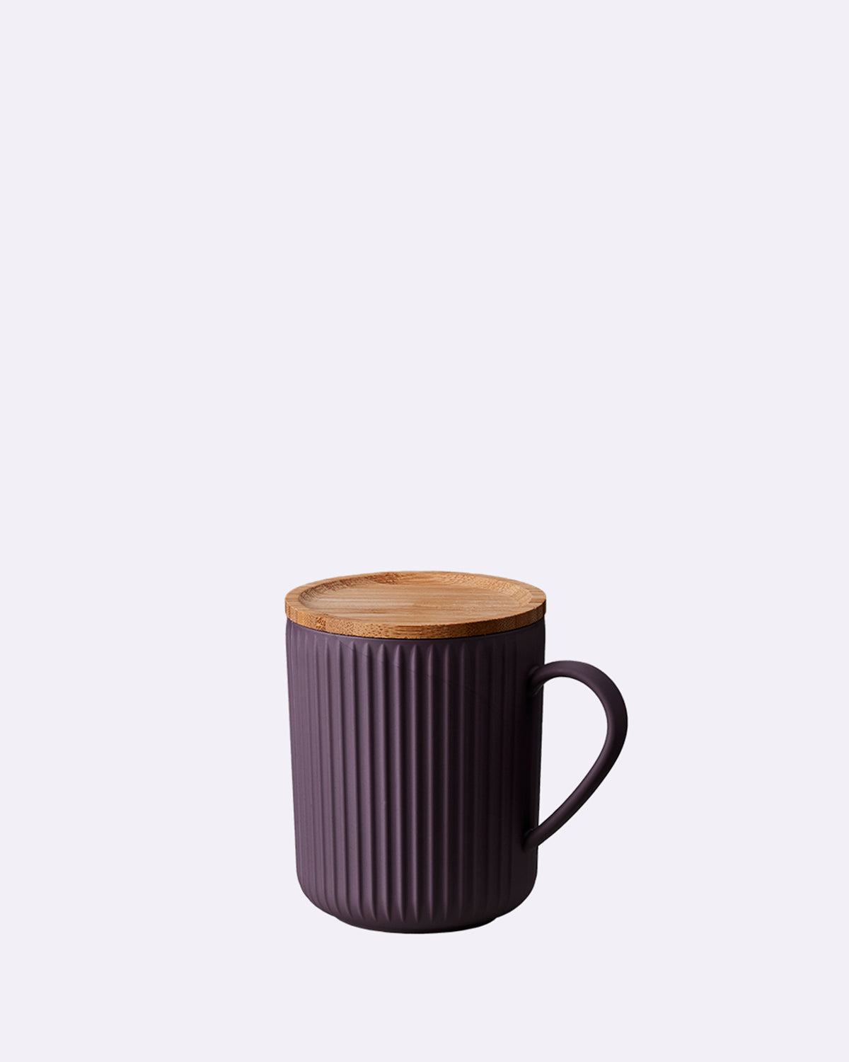 Tasse mit Holzdeckel in violett