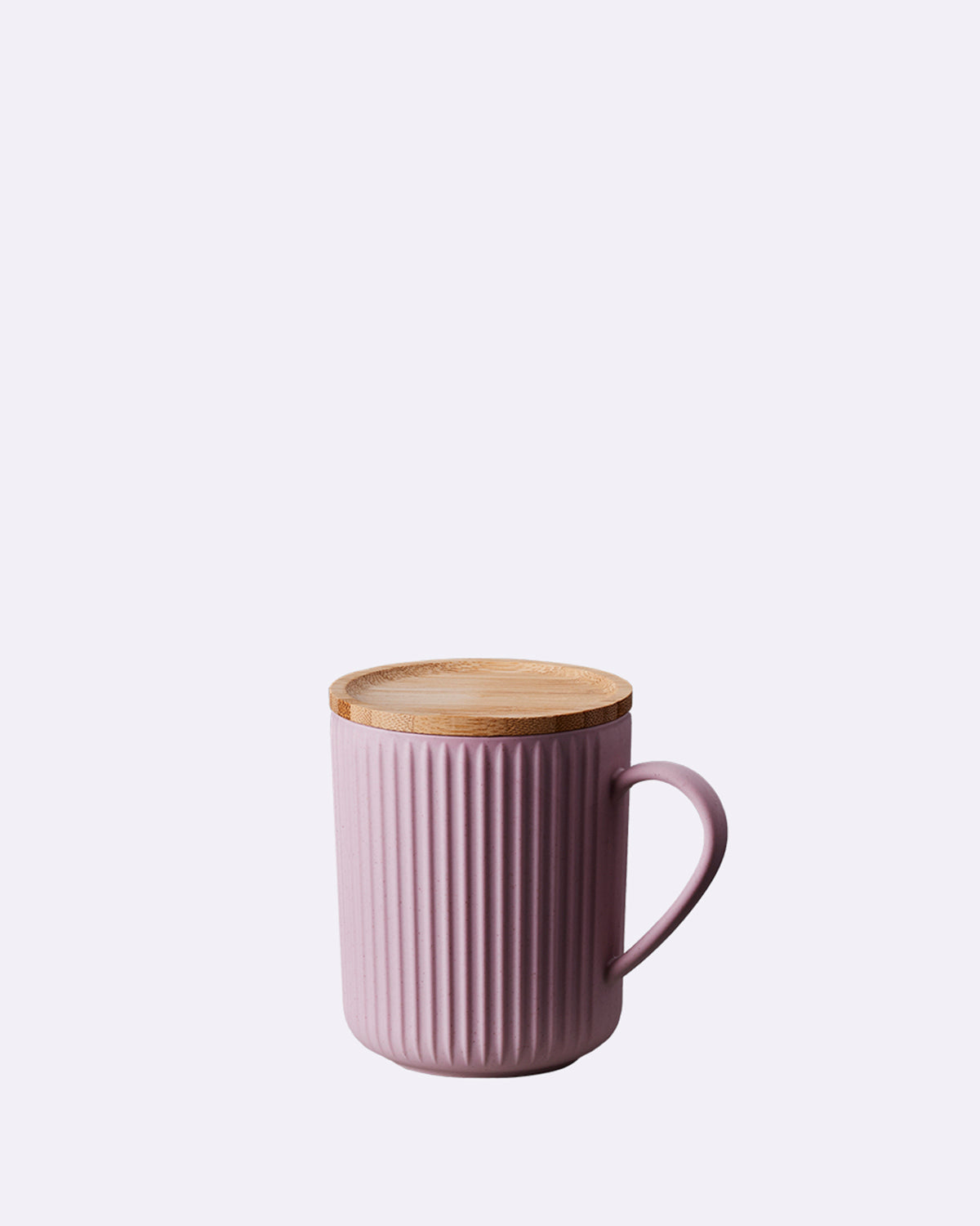 Tasse mit Holzdeckel in rosa