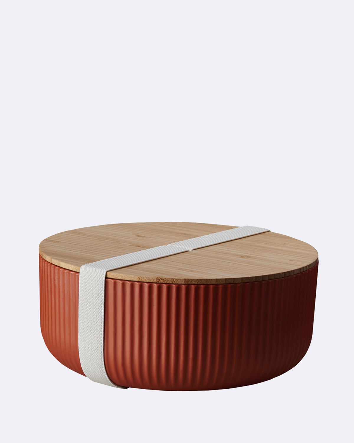 Verschließbare Salatschüssel mit Holzdeckel in orange