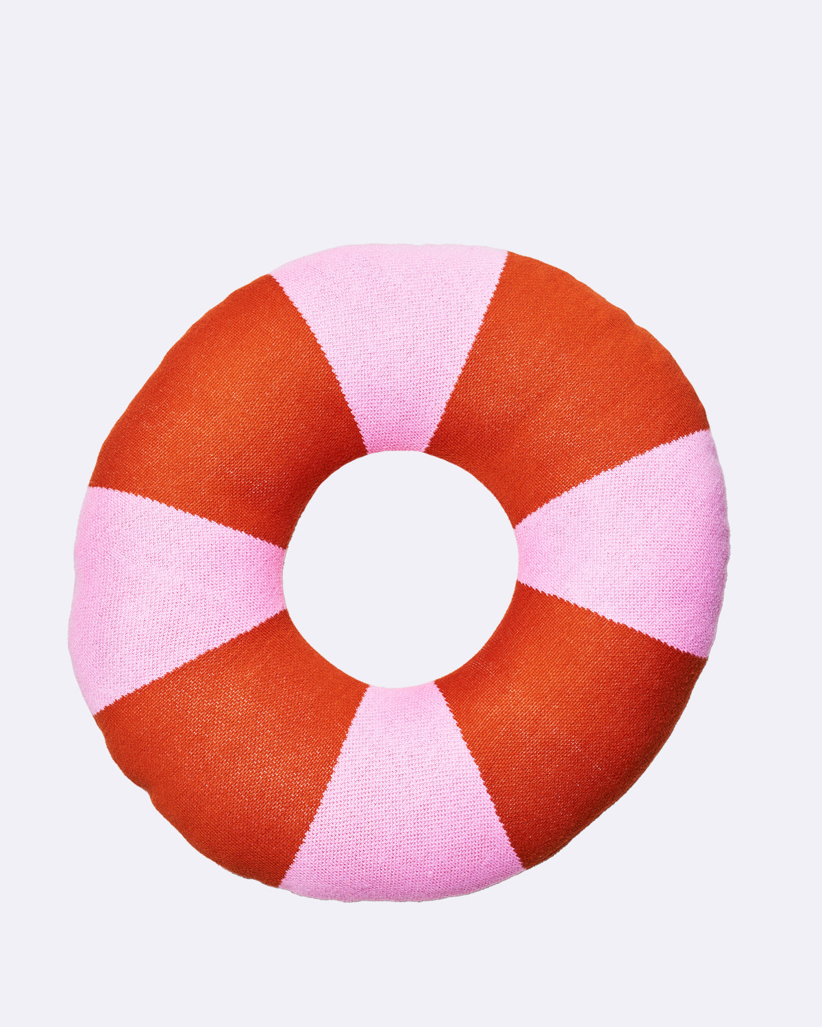 Kissen in Donut-Form mit rot-pinken Streifen