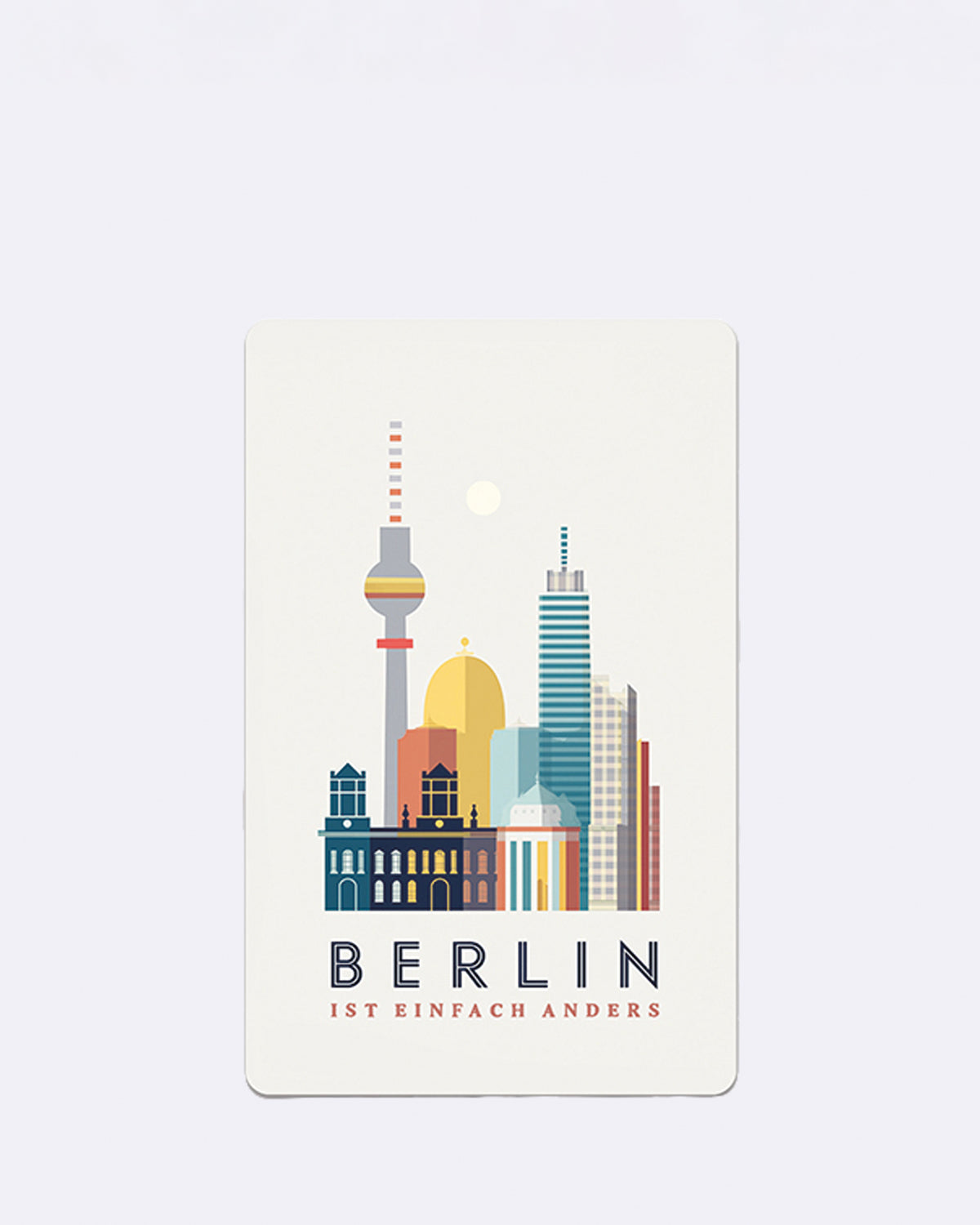 Postkarte mit bunten Berliner Wahrzeichen und Schriftzug "BERLIN IST EINFACH ANDERS"