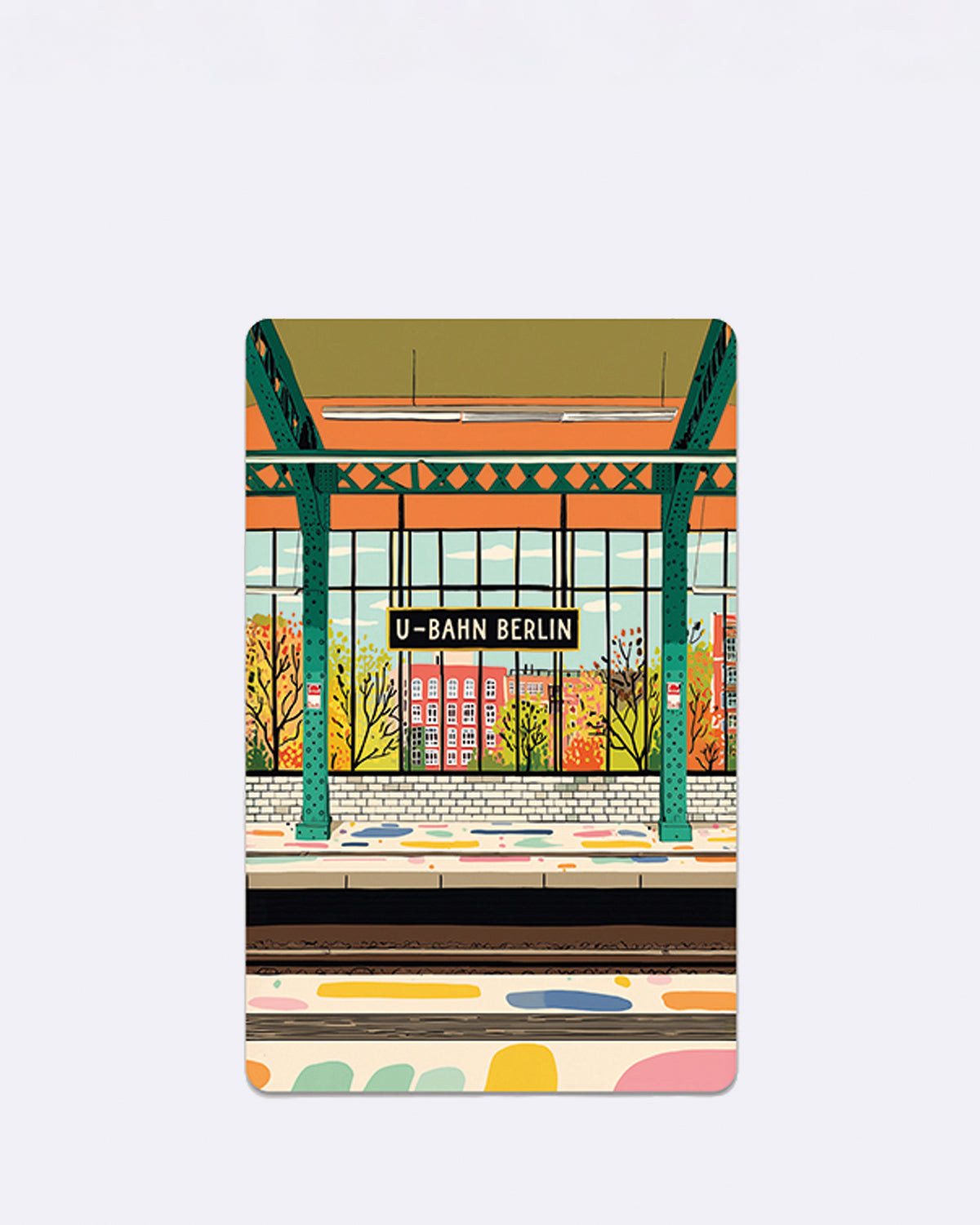 Mini Postkarte mit U-Bahn-Szene und Schriftzug "U-Bahn Berlin"