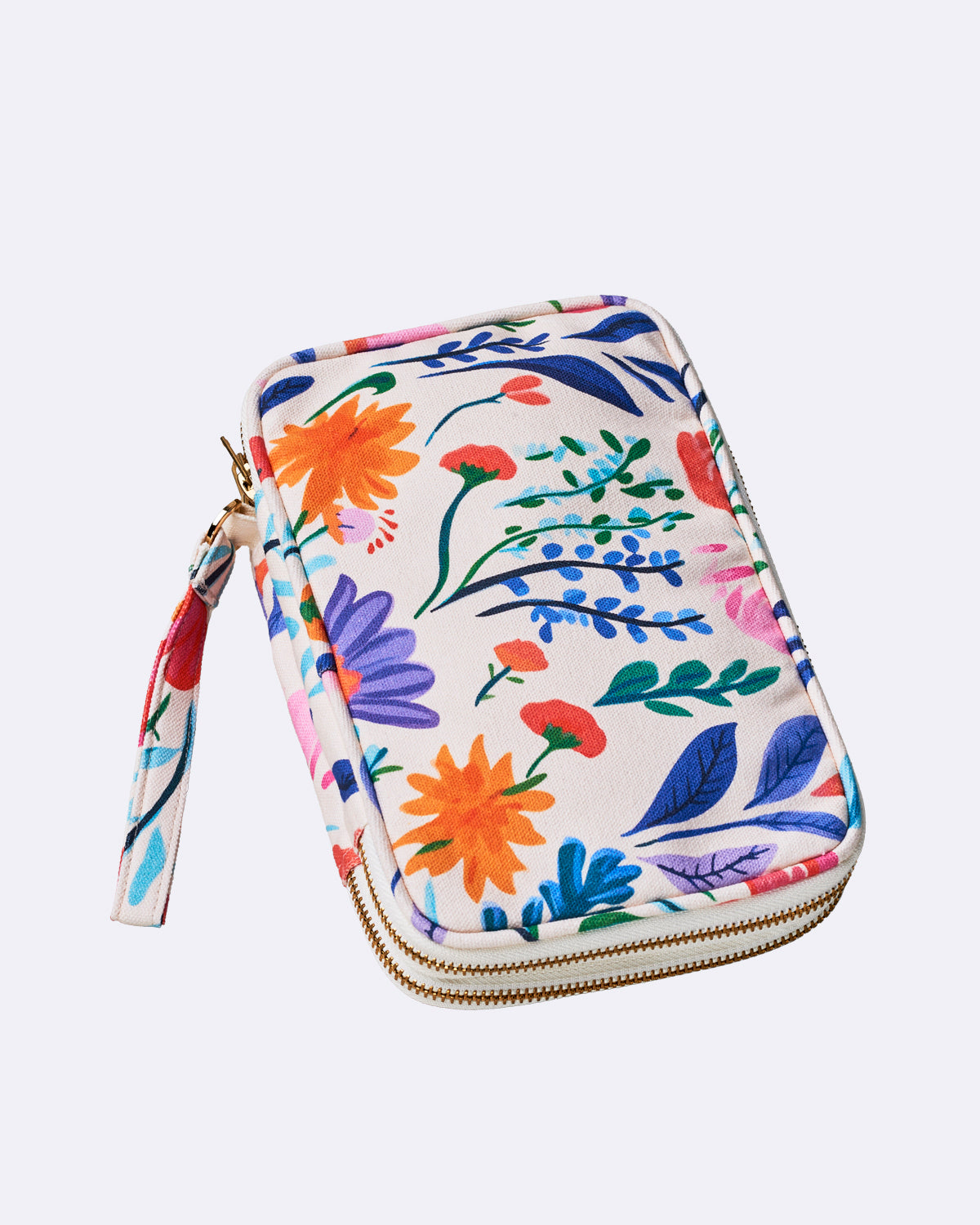 Etui mit zwei Fächern in weiß mit Blumenmuster