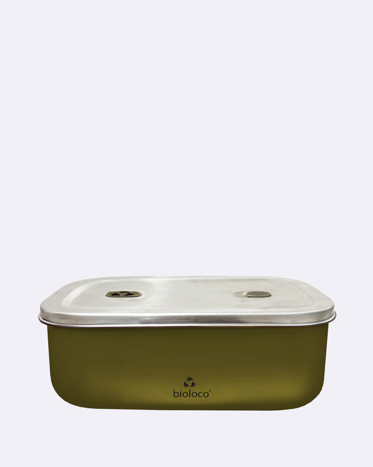 Lunchbox aus Metall in olivgrün 