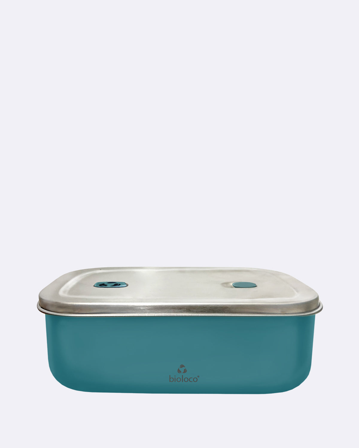 Lunchbox aus Metall in petrolblau 